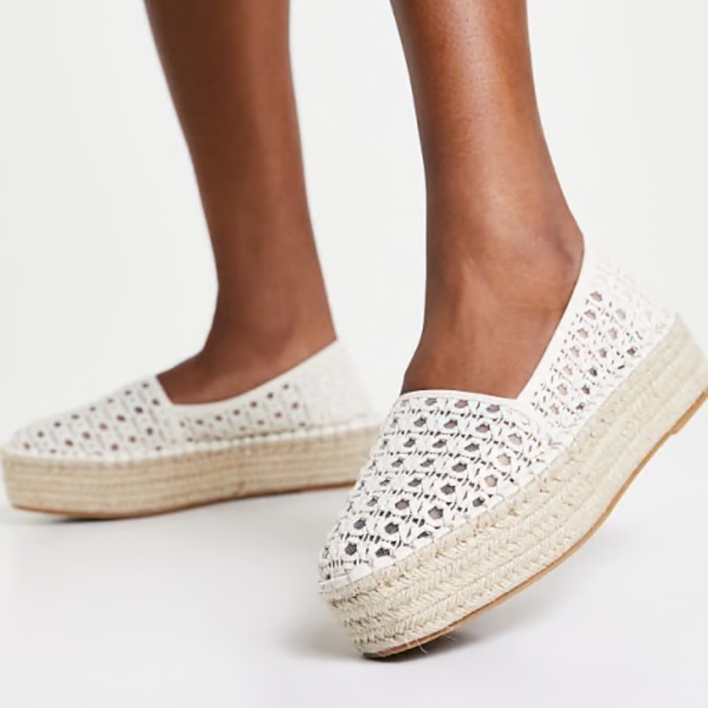 ASOS Design July Flatform Espadrilles in Cream Weave